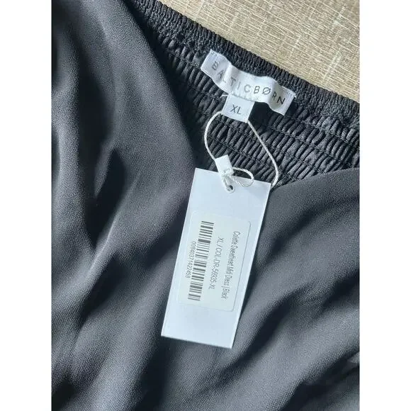 Baltic Born Black Midi Dress XL Sheer Sleeve Sweetheart A Line Fit Flare NWT - Picture 8 of 14